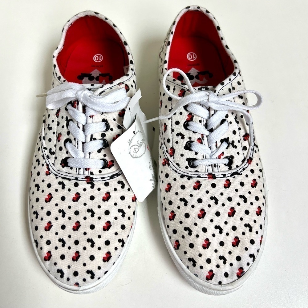 NWT DISNEY MINNIE MOUSE MICKEY EARS LACE UP SNEAKERS BOWS DOTS SOLD OUT size 10